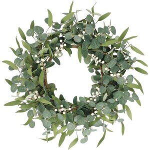 20in Artificial Eucalyptus Wreath for Front Door Fall Wreath Green Leaf Wreath